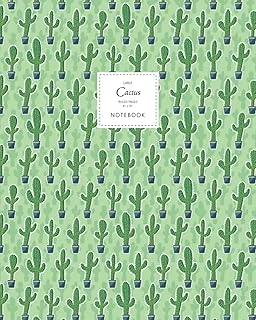 Cactus Notebook - Ruled Pages - 8X10 - Premium: (Saguaro Green Edition) Fun Notebook 192 Ruled/Lined Pages (8X10 Inches / 20.3X25.4 Cm / Large Jotter) ürün görseli 1