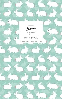 Rabbit Notebook - Ruled Pages - 5X8 - Premium: (Aqua Edition) Fun Animal Notebook 96 Ruled/Lined Pages (5X8 Inches / 12.7X20.3Cm / Junior Legal Pad / Nearly A5) ürün görseli 1