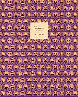 Halloween Notebook - Ruled Pages - 8X10 - Large: (Purple Edition) Fun Halloween O Lantern Notebook 192 Ruled/Lined Pages (8X10 Inches / 20.3X25.4 Cm / Large Jotter) ürün görseli 1