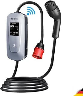 Schoner® 22Kw Taşınabilir Elektrikli Araç Şarj İstasyonu Wi-Fi/Bluetooth 5 Metre Tip2 Kablolu Trifaz/Monofaz 32A 22Kw/11Kw/7.66Kw/3.5Kw ürün görseli 1