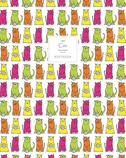 Cats Notebook - Ruled Pages - 8X10 - Premium: (Rainbow Edition) Fun Notebook 192 Ruled/Lined Pages (8X10 Inches / 20.3X25.4 Cm / Large Jotter) ürün görseli 1