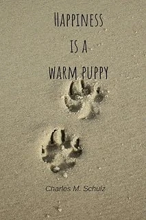 Happiness Is A Warm Puppy - Charles M. Schulz: Notebook With A Nice Dog Quote Cover - 124 Pages - 6X9 - Wide Ruled Paper. Please Read Discribtion ürün görseli 1
