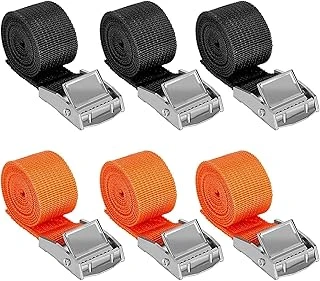 Germe Kayışı, 6 Adet Ayarlanabilir Bağlama Kayışı, 1 M X 2,5 Cm, Kısa, Sıkıştırma Kilitli, Siyah, Turuncu, Bağlama Kayışı, Motosiklet, Bisiklet Taşıyıcı, Bavul, Bagaj Paketi, Kamp Için, 250 Kg'A Kada ürün görseli 1