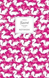 Squirrel Notebook - Ruled Pages - 5X8 - Premium: (Electric Pink Edition) Fun Notebook 96 Ruled/Lined Pages (5X8 Inches / 12.7X20.3Cm / Junior Legal Pad / Nearly A5) ürün görseli 1