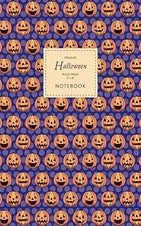 Halloween Notebook - Ruled Pages - 5X8 - Premium: (Blue Edition) Fun Halloween O Lantern Notebook 96 Ruled/Lined Pages (5X8 Inches / 12.7X20.3Cm / Junior Legal Pad / Nearly A5) ürün görseli 1