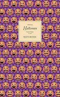 Halloween Notebook - Ruled Pages - 5X8 - Premium: (Purple Edition) Fun Halloween O Lantern Notebook 96 Ruled/Lined Pages (5X8 Inches / 12.7X20.3Cm / Junior Legal Pad / Nearly A5) ürün görseli 1