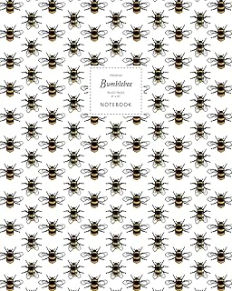 Bumblebee Notebook - Ruled Pages - 8X10 - Premium: (White Edition) Fun Notebook 192 Ruled/Lined Pages (8X10 Inches / 20.3X25.4 Cm / Large Jotter) ürün görseli 1