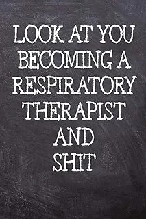 Look At You Becoming A Respiratory Therapist And Shit: College Ruled Notebook | 120 Lined Pages 6 X 9 Inches | Perfect Funny Gag Gift Joke Journal, ... Chalk And Black Board Themed Cover And Phrase ürün görseli 1