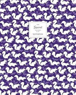 Squirrel Notebook - Ruled Pages - 8X10 - Large: (Purple Edition) Fun Notebook 192 Ruled/Lined Pages (8X10 Inches / 20.3X25.4 Cm / Large Jotter) ürün görseli 1