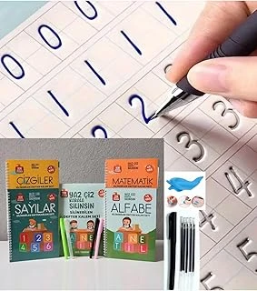 Lrs Store Sihirli Yazı Seti Silinebilir Kelemli Kabartmalı Defter Yazma Öğretici 4 Kitap+1 Kalem+5 Yedek Uç, Çok Renkli ürün görseli 1