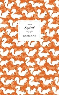 Squirrel Notebook - Ruled Pages - 5X8 - Premium: (Autumn Orange Edition) Fun Notebook 96 Ruled/Lined Pages (5X8 Inches / 12.7X20.3Cm / Junior Legal Pad / Nearly A5) ürün görseli 1