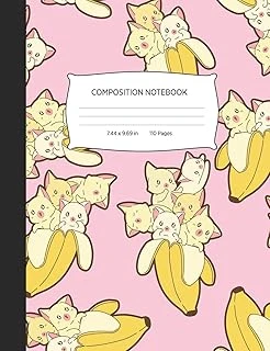 Composition Notebook: Kawaii Cats In Bananas Pattern Blank Lined Wide Ruled Notebook Journal ürün görseli 1