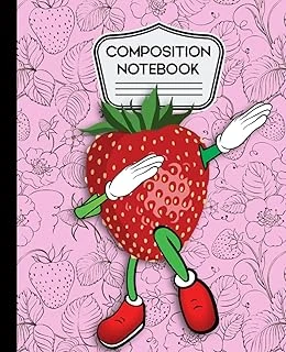 Composition Notebook: Cute Dabbing Strawberry 7.5" X 9.25" - 100 Wide Rule Pages ürün görseli 1