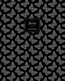 Butterfly Notebook - Ruled Pages - 8X10 - Premium: (Black Edition) Fun Notebook 192 Ruled/Lined Pages (8X10 Inches / 20.3X25.4 Cm / Large Jotter) ürün görseli 1
