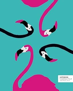 Notebook Flamingo Four: (Turquoise Edition) Fun Notebook 192 Ruled/Lined Pages (8X10 Inches / 20.3X25.4 Cm / Large Jotter) ürün görseli 1