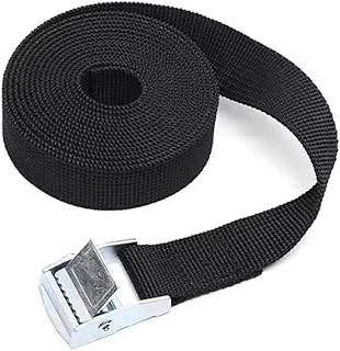 Siyah Polyester Bağlama Kayışı, Ayarlanabilir Metal Sabitleme Aparatlı, 1,5 Metre Uzunluk, 2,5 Cm Genişlik, Koli, Yük, Bisiklet Kamp Kullanımı Için(2 Adet) ürün görseli 1