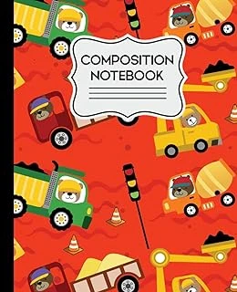 Composition Notebook: Construction Bears Pattern For Kids - 7.5" X 9.25" - 110 Wide Ruled Pages ürün görseli 1