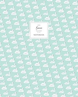 Swan Notebook - Ruled Pages - 8X10 - Large: (Aqua Edition) Fun Bird Notebook 192 Ruled/Lined Pages (8X10 Inches / 20.3X25.4 Cm / Large Jotter) ürün görseli 1