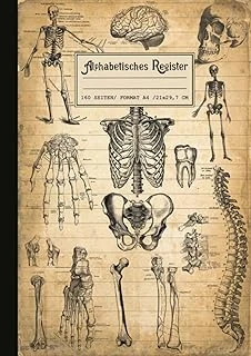 Alphabetisches Register: Großformat Notizbuch A4 (21X29,7Cm) 160 Linierte Seiten Indexiert Von A Bis Z. Schöne Abdeckung Der Antiken Anatomie, ... & Menschlichen Körper (German Edition) ürün görseli 1