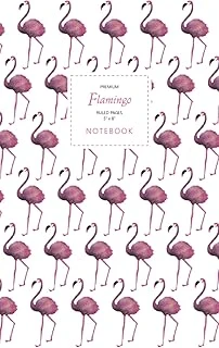 Flamingo Notebook - Ruled Pages - 5X8 - Premium: (White Edition) Fun Notebook 96 Ruled/Lined Pages (5X8 Inches / 12.7X20.3Cm / Junior Legal Pad / Nearly A5) ürün görseli 1