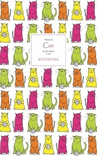 Cats Notebook - Ruled Pages - 5X8 - Premium: (Rainbow Edition) Fun Notebook 96 Ruled/Lined Pages (5X8 Inches / 12.7X20.3Cm / Junior Legal Pad / Nearly A5) ürün görseli 1