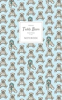 Teddy Bears Notebook - Ruled Pages - 5X8 - Premium: (Blue Edition) Fun Notebook 96 Ruled/Lined Pages (5X8 Inches / 12.7X20.3Cm / Junior Legal Pad / Nearly A5) ürün görseli 1