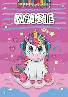 Maisie: Personalized Coloring Book For Maisie | Theme: Unicorn | Birthday Gift For Girl, Daughter ... | Ages: 4-8 | 25 Unicorn Designs With Name Maisie, Large Size A4 (Ca. 8.5 X 11 Inches) ürün görseli 1