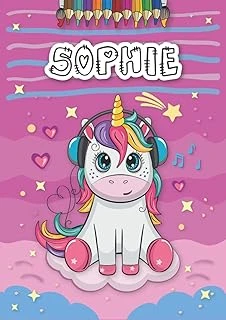 Independently Published Sophie: Personalized Coloring Book For Sophie | Theme: Unicorn | Birthday Gift For Girl, Daughter ... | Ages: 4-8 | 25 Unicorn Designs With Name Sophie, Large Size A4 (Ca. 8.5 ürün görseli 1