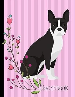 Sketchbook: Boston Terrier Dog Pink Sketch Book 8.5 X 11 Blank Paper 100 Pages Notebook For Drawing Journal ürün görseli 1