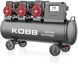 Kobb Kbk100S 6.0Hp 100Lt 8Bar Üç Motorlu Yağsız Sessiz Taşınabilir Hava Kompresörü ürün görseli 1