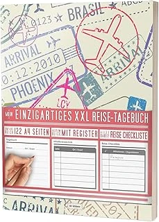 Mein Einzigartiges Xxl Reisetagebuch: 122 Seiten, Register, Kontakte / Neue Auflage Mit Reise Checkliste / Pr401 „Reise-Stempel“ / Din A4 Cover ürün görseli 1