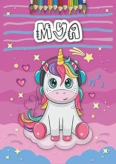 Mya: Personalized Coloring Book For Mya | Theme: Unicorn | Birthday Gift For Girl, Daughter ... | Ages: 4-8 | 25 Unicorn Designs With Name Mya, Large Size A4 (Ca. 8.5 X 11 Inches) ürün görseli 1