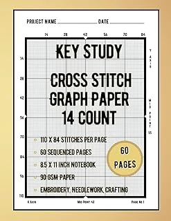 Independently Published Key Study Cross Stitch Graph Paper, 14 Count - 110 X 84 | 8.5 X 11" Inch - 60 Page Notebook: Ideal For Embroidery Patterns, Needlework & Diy Crafting ürün görseli 1