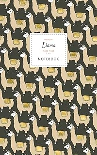 Llama Notebook - Ruled Pages - 5X8 - Premium: (Dark Edition) Fun Notebook 96 Ruled/Lined Pages (5X8 Inches / 12.7X20.3Cm / Junior Legal Pad / Nearly A5) ürün görseli 1
