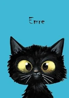 Emre: Personalisiertes Notizbuch, Din A5, 80 Blanko Seiten Mit Kleiner Katze Auf Jeder Rechten Unteren Seite. Durch Vornamen Auf Dem Cover, Eine ... Coverfinish. Über 2500 Namen Bereits Verf ürün görseli 1