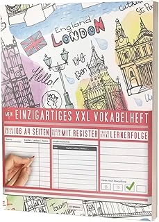 Mein Einzigartiges Xxl Vokabelheft: 100+ Seiten, 2 Spalten, Register / Lernerfolge Auf Jeder Seite Zum Abhaken / Pr101 "Englisch Stamps" / Din A4 Softcover ürün görseli 1