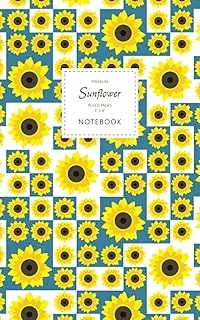 Sunflower Notebook - Ruled Pages - 5X8 - Premium: (Blue Edition) Fun Notebook 96 Ruled/Lined Pages (5X8 Inches / 12.7X20.3Cm / Junior Legal Pad / Nearly A5) ürün görseli 1