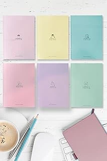A5 Ebat Kalın Karton Kapaklı Ciltli 6'Lı Defter Seti (2* Çizgili-Çizgisiz-Kareli) 128 Sayfa 90 Gram Amerikan Cilt Pastel Seri Çek Kopart Sayfa Mikro Perforaj ürün görseli 1