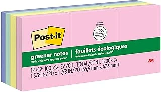 Post-It Daha Yeşil Açılır Notlar, 3,8X5,08 Cm, 12 Ped, Amerika'Nın 1 Numaralı Favori Yapışkan Notları, Tatlı Sprinkles, Pastel Renkler (Pembe,Mavi, Nane, Sarı), Temiz Kaldırma,%100 Geri Dönüştürülmüş ürün görseli 1