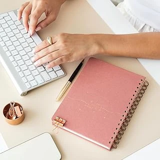 Paperora A5 Spiralli Sert Kapak Keten Çizgili Tarihsiz Not Defteri Pembe ürün görseli 1