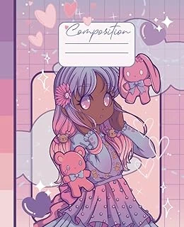Independently Published Pastel Black Anime Girl Composition Notebook: Wide Ruled, 7.5" X 9.25" ürün görseli 1