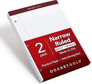 Tops Double Disket Gold Writing "Tablet, 8 – 1/2 X 11 – 3/10,2 Cm, Delikli, 3-Delik Delikli, Beyaz, Dar, Rule, 100 Yaprak Blok, 2 Pads Pack (99706) ürün görseli 1