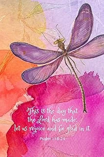 This Is The Day That The Lord Has Made; Let Us Rejoice And Glad In It: Inspirational 6" X 9" Blank Lined Journal Notebook With Beautiful Watercolor Dragonfly Cover ürün görseli 1