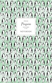 Penguins Notebook - Ruled Pages - 5X8 - Premium: (Spring Green Edition) Fun Notebook 96 Ruled/Lined Pages (5X8 Inches / 12.7X20.3Cm / Junior Legal Pad / Nearly A5) ürün görseli 1
