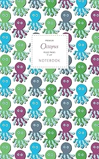 Octopus Notebook - Ruled Pages - 5X8 - Premium: (Spring Edition) Fun Notebook 96 Ruled/Lined Pages (5X8 Inches / 12.7X20.3Cm / Junior Legal Pad / Nearly A5) ürün görseli 1