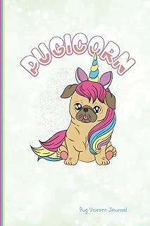 Pugicorn Pug Unicorn Journal: Cute Dog Lovers College Ruled Journal Paper, Daily Writing Notebook Paper, 100 Lined Pages (6" X 9")School English Teachers, Students Exercise Book ürün görseli 1
