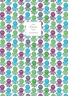 Octopus Notebook - Lined Pages - A4 - Premium: (Spring Edition) Fun Notebook 192 Lined Pages (A4 / 8.27X11.69 Inches / 21X29.7Cm) ürün görseli 1