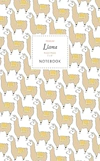 Llama Notebook - Ruled Pages - 5X8 - Premium: (White Edition) Fun Notebook 96 Ruled/Lined Pages (5X8 Inches / 12.7X20.3Cm / Junior Legal Pad / Nearly A5) ürün görseli 1