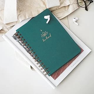 Paperora A5 Spiralli Sert Kapak Keten Çizgili Tarihsiz Not Defteri Koyu Yeşil ürün görseli 1