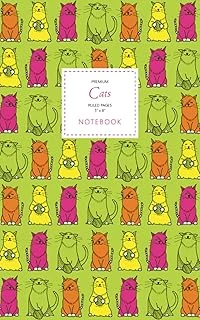 Cats Notebook - Ruled Pages - 5X8 - Premium: (Green Edition) Fun Notebook 96 Ruled/Lined Pages (5X8 Inches / 12.7X20.3Cm / Junior Legal Pad / Nearly A5) ürün görseli 1